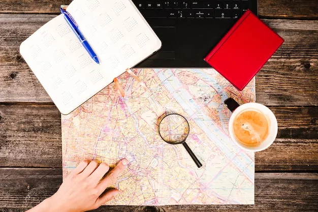 Route planning notes and a map spread on a table